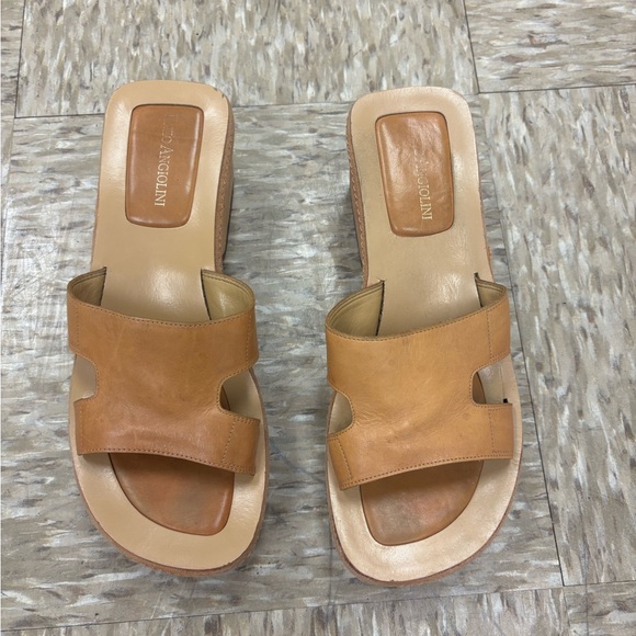 Enzo Angiolini Tan Slide Wedge Sandals - Picture 1 of 8